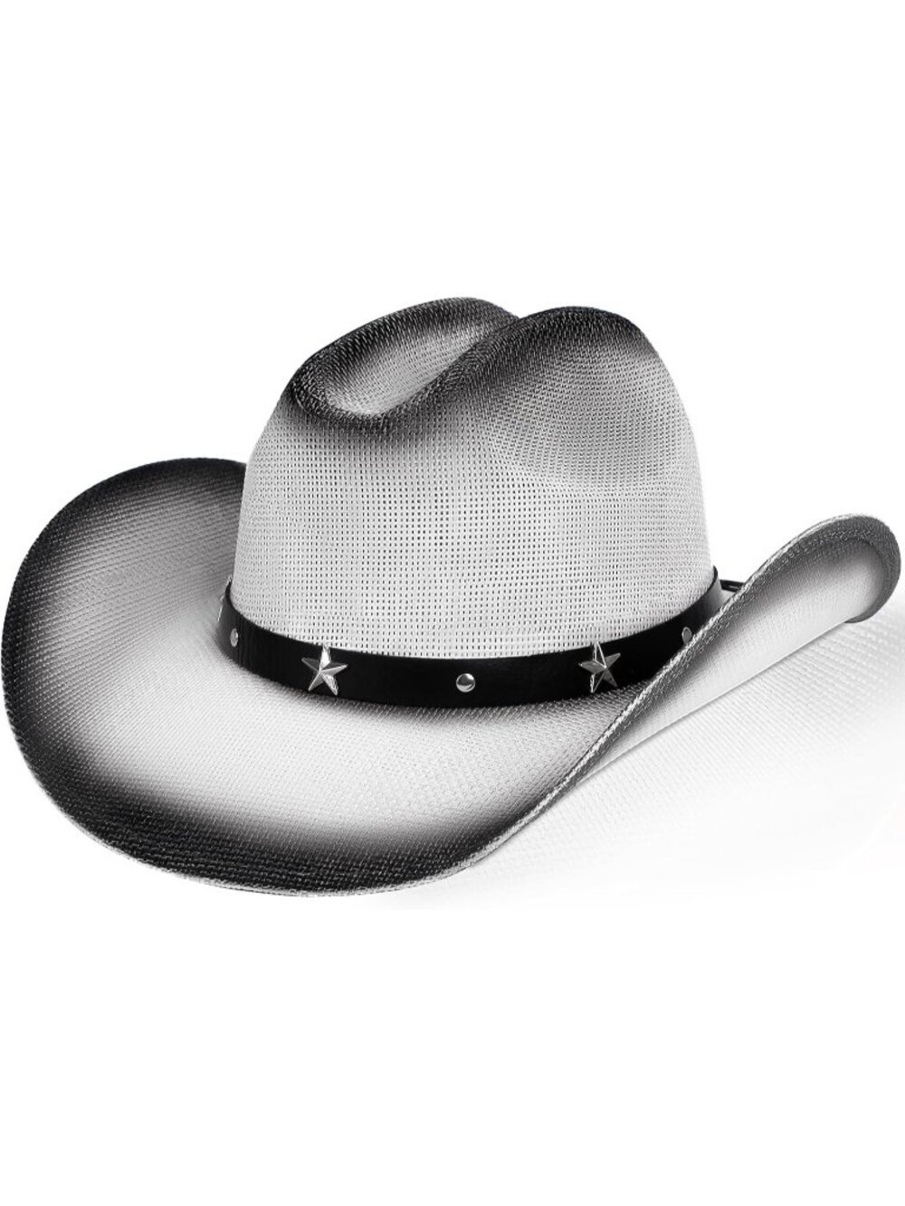 Unisex White Black Straw Wide For Shapeable Brim Cowgirl Cowboy Western Hat